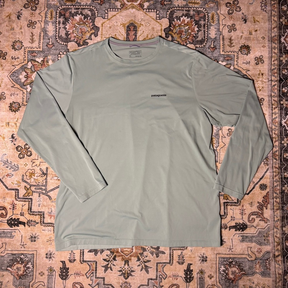 Patagonia Capilene Cool Daily LS Shirt XL Sage Green Telluride Angler Trout Logo